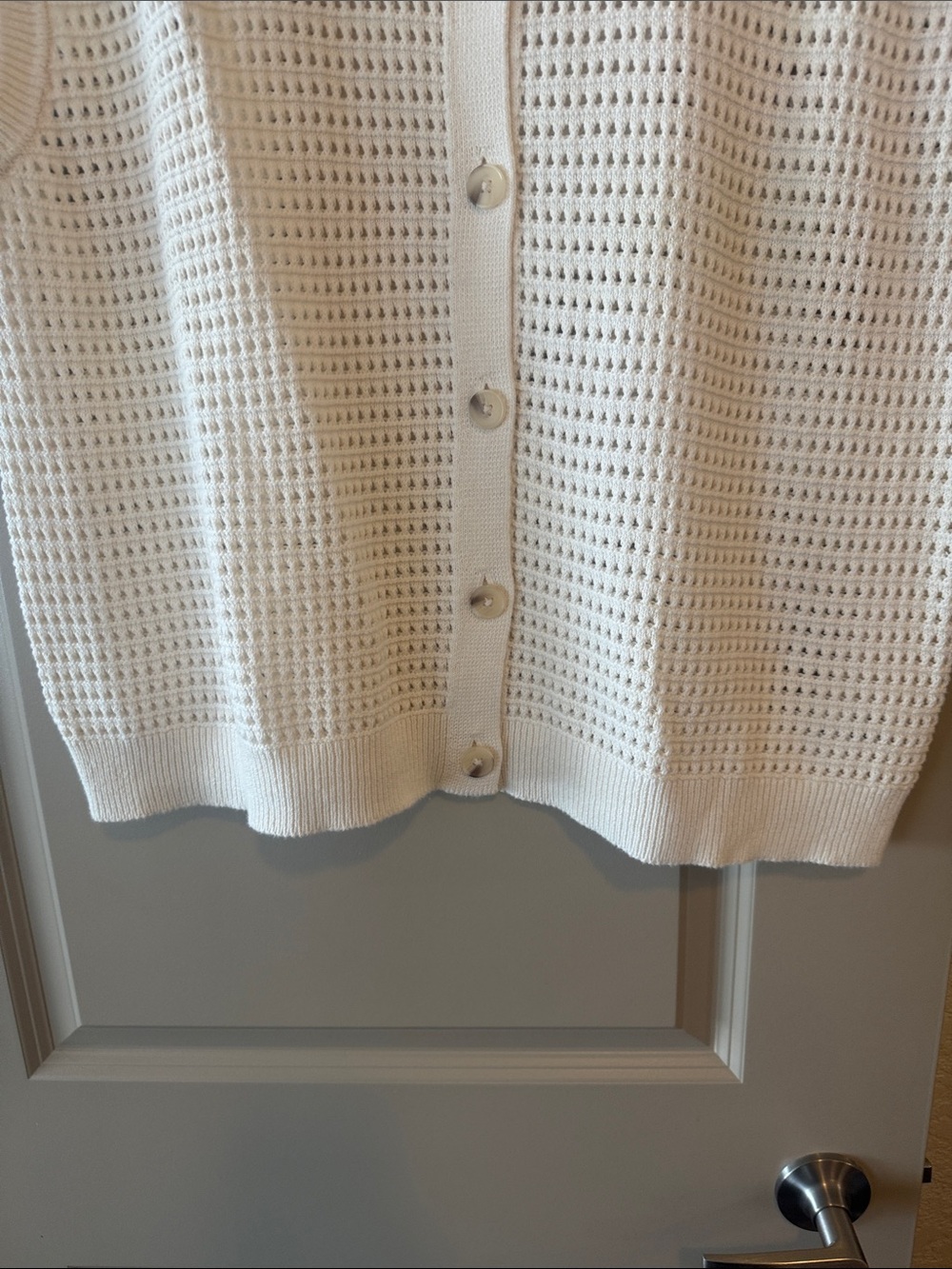 Universal Thread White Open-Knit Sleeveless Button Cardigan - Picture 6 of 8